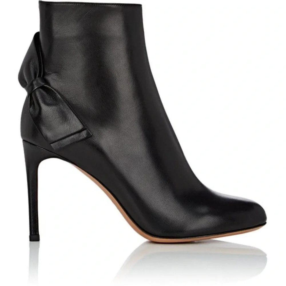VALENTINO GARAVANI Bow Embellished Leather Ankle abooy - Picture 2 of 6